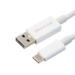 Cable de carga USB tipo C carga rápida de 2,4amp, color blanco, 1 mt