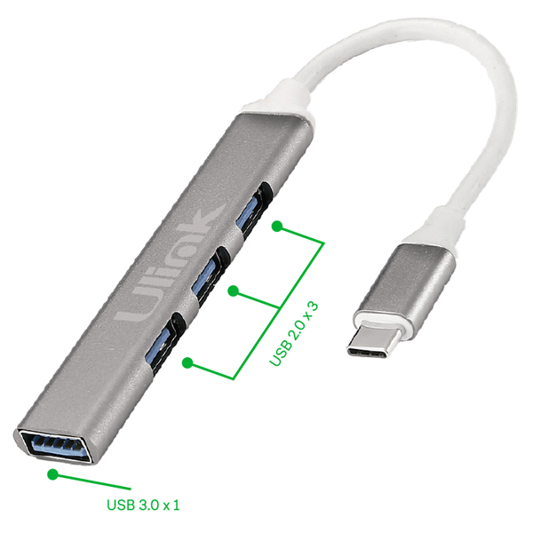 1_1711828612000 HUB 4 puertos USB tipo C con USB 3.0 x 1 + USB 2.0 x 3 - Imagen 1