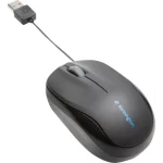 Mouse Alámbrico Kensington Pro Fit Cable Retractil Óptico 2 botones USB Negro