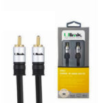 Cable de audio coaxial RCA a RCA de 1,8 mts de alta fidelidad, conectores dorados y presentación retail
