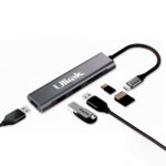 Adaptador multipuerto USB C 5 en 1, USB3.0*3, SD*1, MicroSD*1 Aluminio