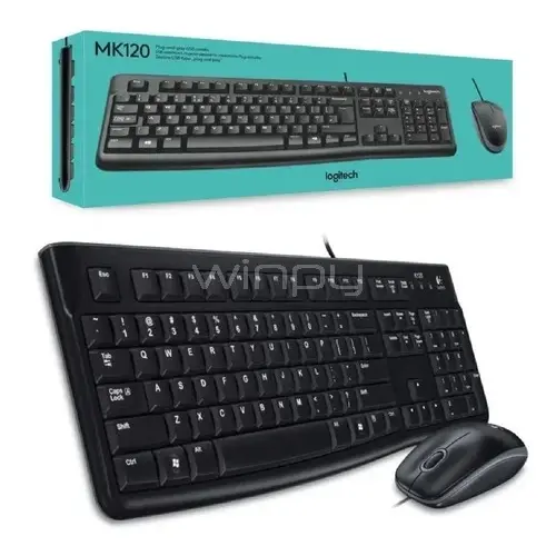 1_1740606157000 Combo Teclado Mouse Logitech MK120 USB Negro - Imagen 1