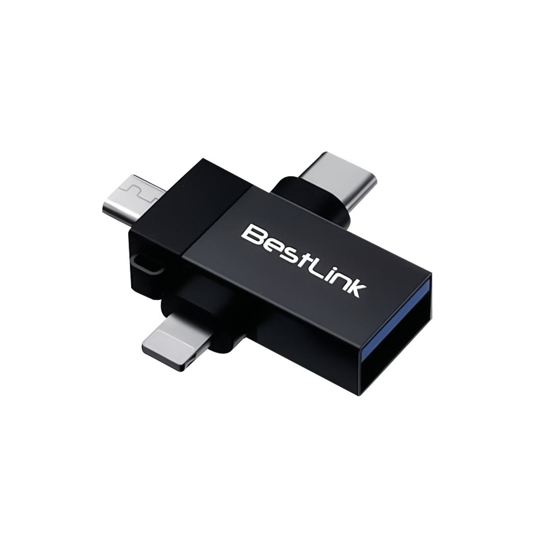 1_1740659715000 Adaptador OTG 3 en 1 microUSB + USBC + lightning a USB Hembra / mod. BL-ADOTG30 - Imagen 1