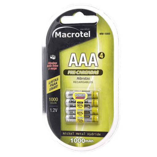 1_1741707560000 Pilas Recargables Macrotel AAA 1000mAh, unidad - Imagen 1