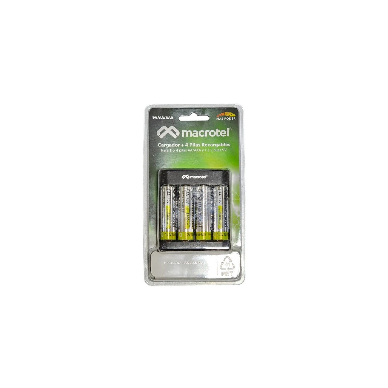 1_1741707913000 Cargador De Pilas Macrotel + 4 Pilas AA 2300ma - Imagen 1