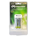Cargador De Pilas Macrotel + 2 Pilas Recargables AAA 1000mah
