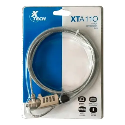 1_1755205133000 Cable De Seguridad Xtech Xta-110 Con Candado Y Clave Color Gris - Imagen 1