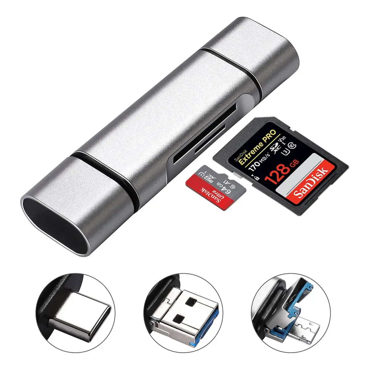 1_1756828818000 Adaptador 3 En 1 Lector Tarjetas Sd/tf Micro Sd, Usb3.0 Dual - Imagen 1