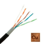 Cable de red exterior Cat6, 23 AWG, CCA, 4x2x0,52mm, doble chaqueta de PVC + PE, carrete de 100 mts