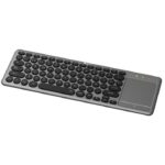 Teclado TouchPad Inalámbrico KlipX, Ultra delgado Dual 2.4GHz/Bt5.0  color gris