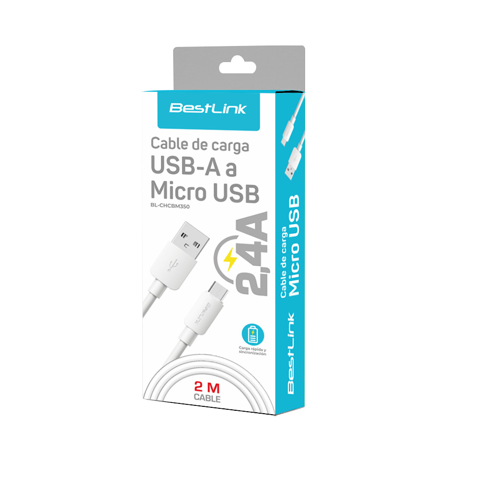 1_1764185966000 Cable de carga USB-A a Micro USB 2,4A PVC 2m - Imagen 1