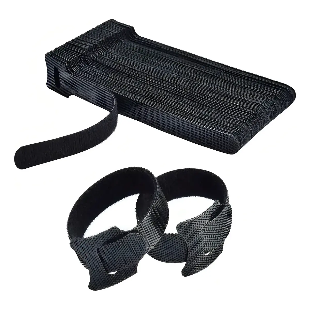 1_1768404267000 Pack 100u Amarra Cables Bridas Velcro Negro - Imagen 1