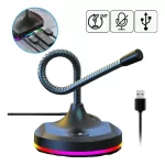 Micrófono Usb Rgb Con Cuello De Ganso, Techwolf Microfono Para Pc Con Tarjeta De Sonido Y Hub 3 Puertos