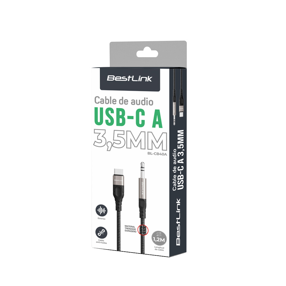 1_1771443655000 Cable de audio USB-C a 3,5 mm 1,2M - Imagen 1