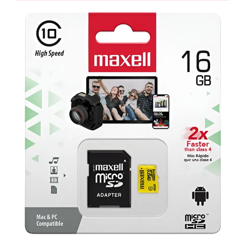1_1772138358000 Tarjeta Microsd 16gb/90mb/s Adapta Sd Clase10 Maxell Mcsd-16 - Imagen 1