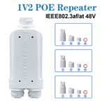 Adaptador POE 2 puertos, exterior, IP66 10/100Mbps 1 a 2 extensor PoE con IEEE802.3af/at 48V al aire libre para cámara con interruptor POE