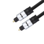 Cable de audio optico digital coaxial Toslink con conectores dorados y presentación retail