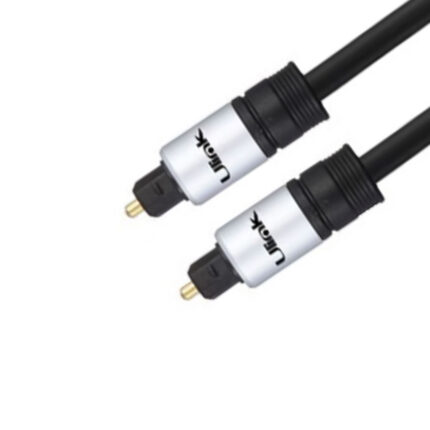 Cable de audio optico digital coaxial Toslink con conectores dorados y presentación retail