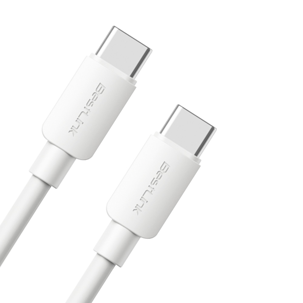 1_1776356434000 Cable cargador y sincronizador USB C - C 60W color blanco PVC 1mt/ - Imagen 1