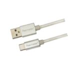 Cable USB-A a USB-C 1m, 2.1A, Nylon Reforzado, Color Blanco